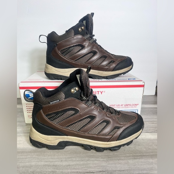 Eddie Bauer Graham Leather Hiking Boots Waterproof Mens 9.5 Brown Comfy - Picture 1 of 7